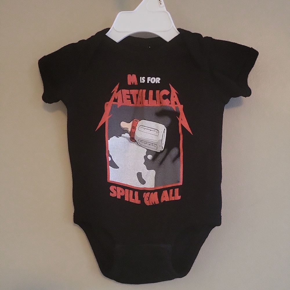 Metallica "Spill 'Em All" black onesie/bodysuit